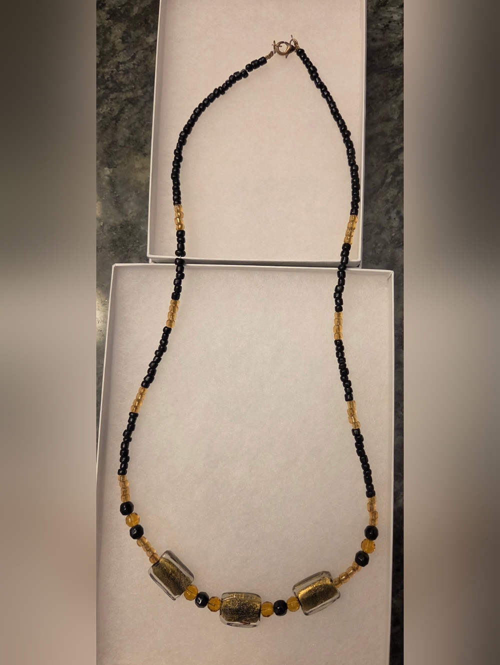 Black and Gold Beaded Women's Necklace